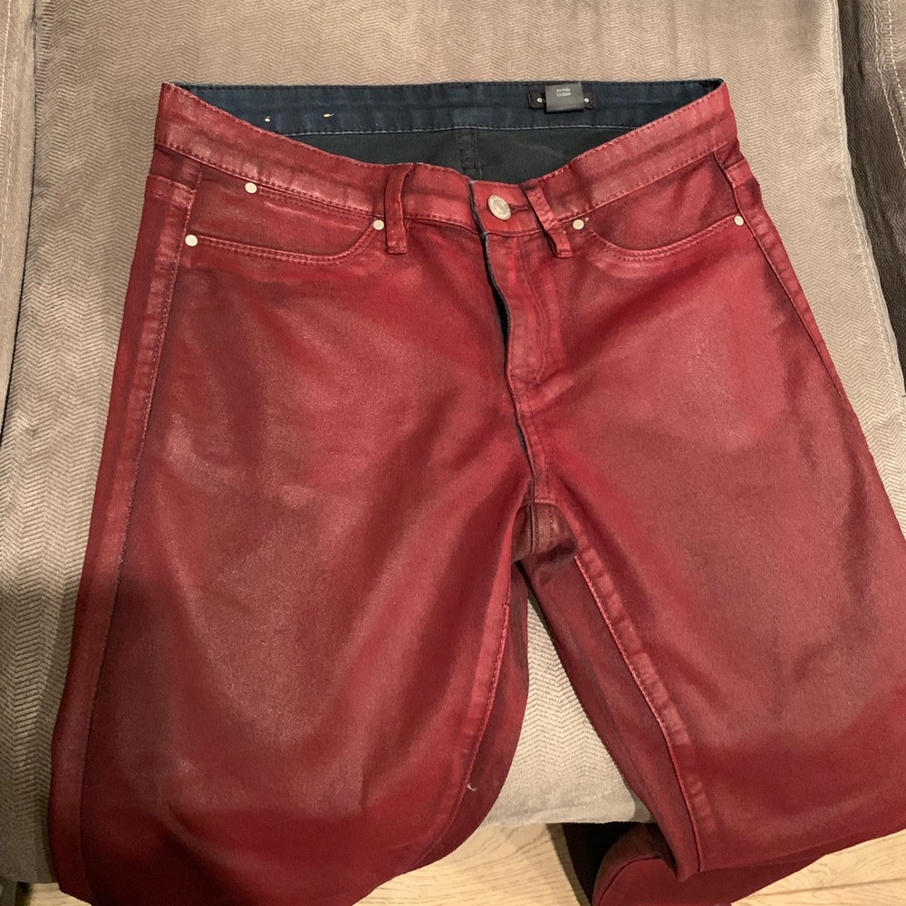 Red/maroon pleather pants